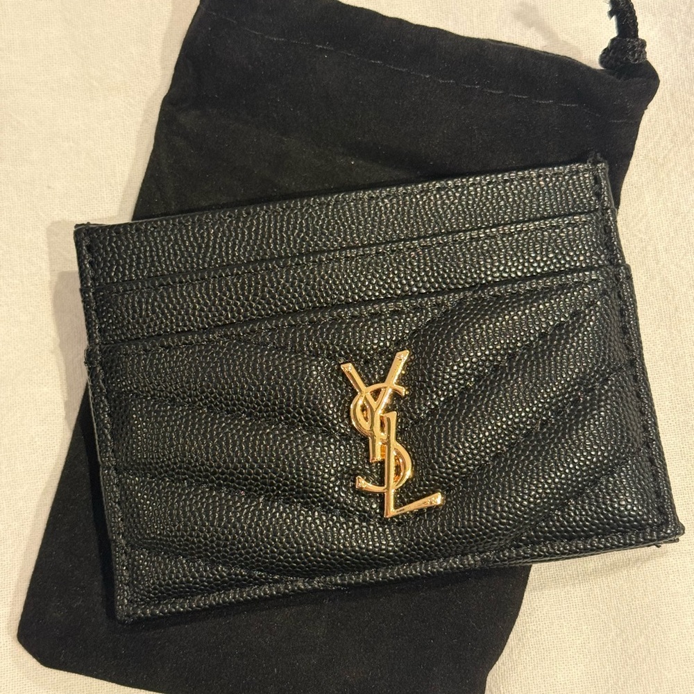 Black Card Holder with Gold Logo